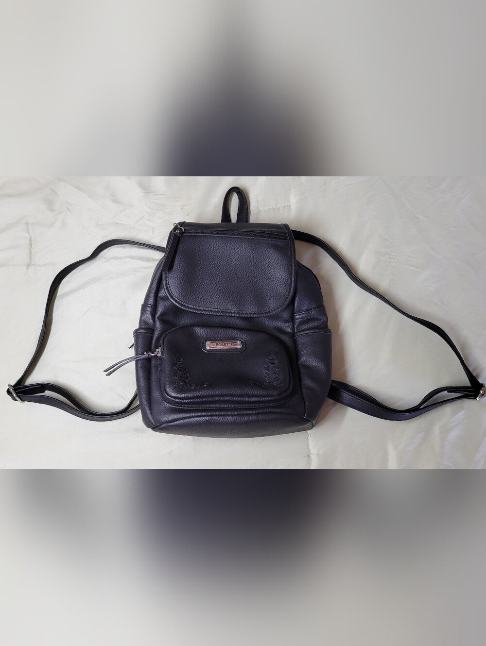Black Women's Faux Leather Mini Backpack - Rosetti